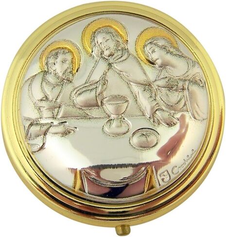 هدايا دينية باللونين الذهبي والفضي، The Last Supper PYX مع مفصلة قفل وبطانة، 5 سم in Kuwait