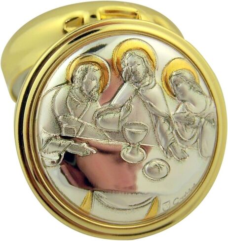 هدايا دينية باللونين الذهبي والفضي، The Last Supper PYX مع مفصلة قفل وبطانة، 5 سم in Kuwait