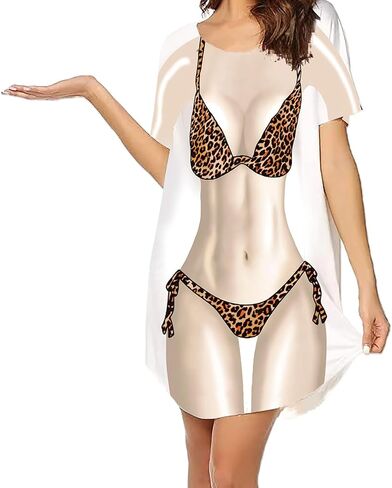 Bikini Shirts for Women Funny Body Printed T Shirt Beach Cover Up Baggy Bathing Suit Pajamas Fun Wear in Saudi Arabia
