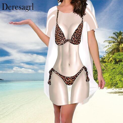 Bikini Shirts for Women Funny Body Printed T Shirt Beach Cover Up Baggy Bathing Suit Pajamas Fun Wear in Saudi Arabia