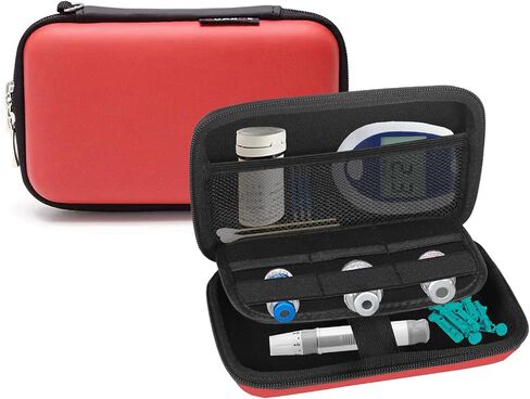 Diabetic Supplies Travel Case, Blood Glucose Meter Storage Bag, Small Eva Hard Protective Carrying Pouch for Medication, Test Strips, Alcohol Pads, Insulin Vials, Lancets, Diabetes Testing Kit (Black) in Saudi Arabia