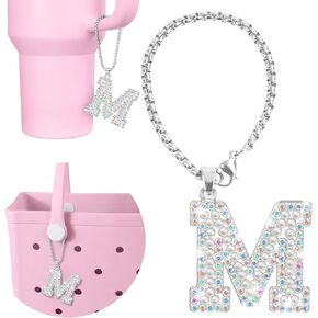 Tumbler Accessories for Stanley Tumbler with Handle, Water Bottle Accessories for Stanley Cup 40/30oz with Diamond Glitter Charm, Bling Chain for Bogg Bag Accessories