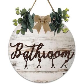 Bathroom Wood Decor Sign, Wooden Bathroom Signs, Printed Wood Wall Art Sign For Hanging Sign Plaque Retro Wall Art Decor Home Bathroom Decoration