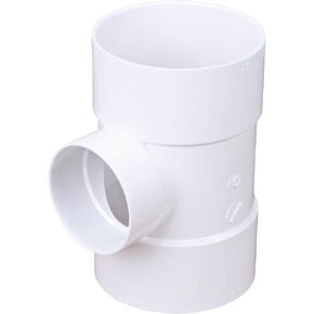NDS 64P01 PVC S&D Tee, 6-Inch, for Hub X Hub X 4-Inch Hub Solvent-Weld Connections, for use with 6-Inch and 4-Inch Sewer and Drain Pipe, White
