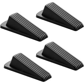 Door Stoppers, 4 Pack Premium Rubber Door Stoppers for Bottom of Door Security Rubber, Door Stopper Wedge for Carpet Heavy Duty Door.（Black