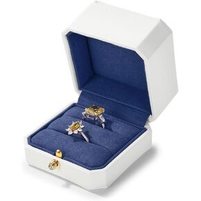 Ice Blue Ring Box Jewelry Ring Gift Box Leather Proposal Engagement Ring Boxes Octagonal Ring Box Small Ring Box Princess Ring Box Wedding Ring Box