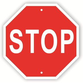 HEIOKEY Classic Red STOP Sign, 12x12 inch Aluminum STOP Street Sign, Street Slow Warning Road Signs, Red Stop Signage Traffic Sign Wall Decor for Home, Garage Parking Assist, Bar, Indoor Outdoor Use