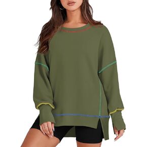 AlvaQ Women Oversized Sweatshirts 2024 Casual Crewneck Long Sleeve Pullover Tunic Tops Fall Clothes