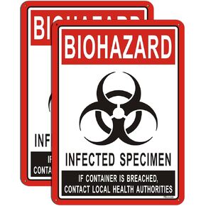 Biohazard Infected Specimen Signs 14" x 10" Biohazard Signs, Biohazard Warning Sign for Labs, Rust-Free Aluminum, Weatherproof, Easy to Install, Indoor or Outdoor Use, 2 Pack