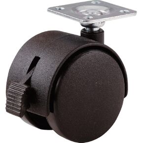 Shepherd Hardware 9579 2-Inch Office Chair Caster, Twin Wheel with Brake, 1-1/2-Inch Sq. Plate, 75-Lb Load Capacity