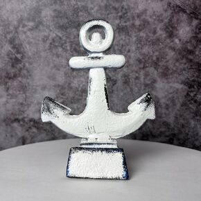 Door Stoppers for Bottom of Door Heavy Duty Cast Iron Decorative Door Stop Wedge Metal Weighted Doorstops (Nautical Anchor Shape, Antique White)