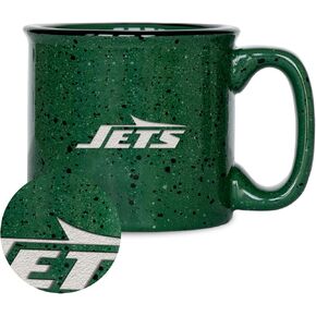 Rico Industries NFL Football New York Jets Speckle 12oz Laser Engraved Campfire Mug