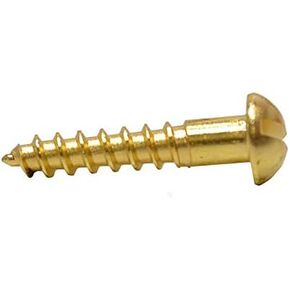 #4 x 1 Brass Wood Screws, Round Head, Slotted Drive - (Pack of 100) Solid Brass Plain Finish, Screw Size: #4, Length: 1 inches