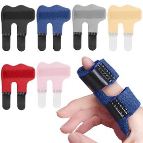 6pcs Color Trigger Finger Splint, Finger Braces Joint Stabilizer, Adjustable Finger Splints for Thumb Pinky Middle Index Ring Finger, Finger Straightener for Arthritis Broken Finger