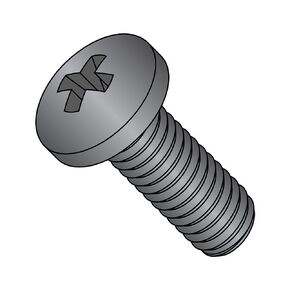 Small Parts M425D7985AB Steel Pan Head Machine Screw, Black Oxide Finish, Meets DIN 7985, #2 Phillips Drive, M4-0.7 Thread Size, 25 mm Length, Fully Threaded, Import (Pack of 100)