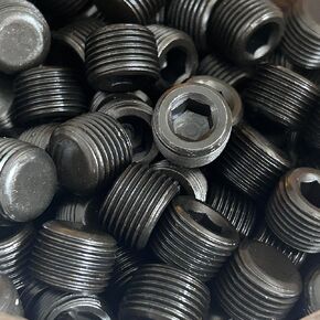 Pack of 5, 3/8" NPT Male Pipe Plug Fitting,Black Carbon Steel Hex Screws 3/8" NPT Male Socket Allen Head Plugs, Pipe Plug Fitting Internal Hex Allen Head Socket Screw