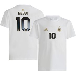 adidas Lionel Messi #10 Argentina National Team Youth Size Player Name & Number T-Shirt (White, Youth Medium-10/12)