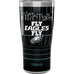 كوب سفر Tervis Traveler NFL Philadelphia Eagles - Fly Eagles Fly Slogo ثلاثي الجدران معزول يحافظ على المشروبات باردة وساخنة، 20 جم، من الفولاذ المقاوم للصدأ