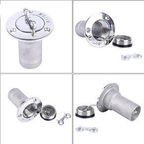 Amarine Made Boat Deck Fill Marine 316 Stainless Steel Filler Cap with Key Cap Fuel/Waste/Water/Gas for Boat Yacht Caravan 2inch(50mm) (water)