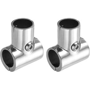 uxcell Boat Handrail Fitting, 3-Way Pipe Connector Tee Split 316 Stainless Steel Tube Connecting for 7/8inch O.D.Tube Shelves, Display Racks