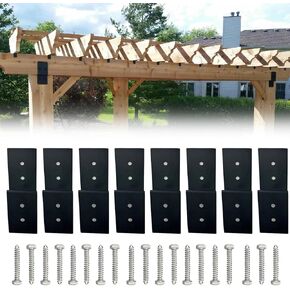 10" x 3" Z-Shape Brackets,Heavy Duty Steel Brackets for Wood Post to Beam Support,Double Angle Channel Profile Corner Brace for Wood Shelves Fixing Lumber Connector Pergola Brackets - 8Pack