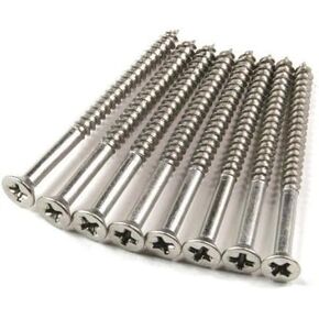 Hinge Outlet Satin Nickel Wood Screws 9 X 2 1/2 Inch for Residential Door Hinges - 24 Pack