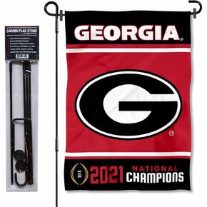 College Flags & Banners Co. Georgia Bulldogs National Champions Garden Flag with Pole Stand Holder