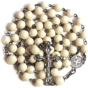حبات المسبحة إكليل تقليد العاج المرجاني الراتنج مسبحة الصليب الهدايا الكاثوليكية in Kuwait