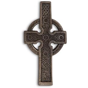 Briomhar Large Celtic Cross Wall Décor - Celtic Knot Resin Cast Bronze Hanging Art Made in Ireland