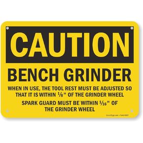 SmartSign - S-9860-PL-10 "Caution - Bench Grinder, Adjust Tool Rest" Sign | 7" x 10" Plastic