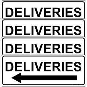 4 Pcs Deliveries Sign with Arrow Sticker - 20 cm x 7.5 cm - Self Adhesive Vinyl (Left)