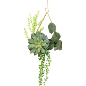 Succulent Plant Wreath Wall Hanging Succulent Decor Wall Hoop Garland Macrame Decor Wall Hanging Macrame Garland Green Garland Plant Hoop Wreath Plastic Wedding Supplies Succulents