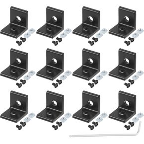 uxcell 1515A Aluminum Extrusion Profile Corner Bracket, 2 Holes L-Shape Bracket, Right Angle Joint Connectors, Black, 1 Set