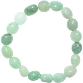 CHARGED Green Aventurine Crystal Bracelet Tumble Polished Stretchy + Selenite Heart Charging Crystal (GAIN CREATIVITY, COURAGE, INDEPENDENCE, PROSPERITY - BALANCES EMOTIONS) [REIKI] (Freeform Nugget)