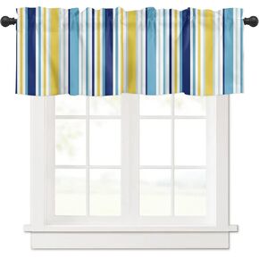 Valances for Windows Aqua Navy Blue and Yellow Colorful Texture Rod Pocket Short Window Valance Curtains Home Decor Window Treatment for Kitchen Living Room Bedroom 42x18in