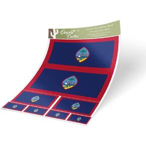 Desert Cactus Guam Country Flag Sticker Decal Variety Size Pack 8 Total Pieces Kids Logo Scrapbook Car Vinyl Window Bumper Laptop V