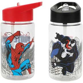 Bioworld Marvel Spider-Man & Venom 2-Pack 14 Oz Plastic Water Bottle Set