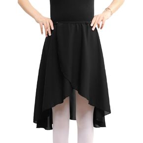 Women Ballet Skirt Black Dance Wrap Skirt Chiffon Ballet Skirts Dancewear for Adult and Girls