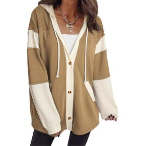 SHEWIN Oversized Sweatshirt For Women Casual Long Sleeve Button Down Hoodies Womens Fall Fashion 2025 in Kuwait