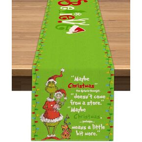 Vohado Christmas Table Runner Xmas Grinchmas Whoville Decoration Winter Believe Themed Party Supply Dining Room Home Kitchen Table Decor (13" x 72") in Kuwait