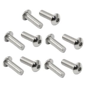 برغي غطاء المقبس الأبيض M5x16mm، من الفولاذ المقاوم للصدأ ملولب بالكامل، برغي رأس نصف دائري لتركيب الماكينة (10 قطع)