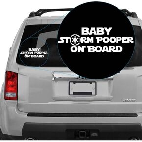 Yoonek Graphics Baby Storm Pooper on Board Decal Sticker for Car Window, Laptop and More # 964 (3" x 9.2", White)