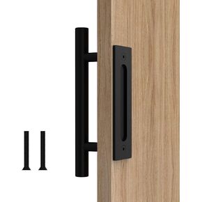 Orgerphy 10" Black Barn Door Handles Round Shape | Black 10 inch Round Heavy Duty Solid Steel Gate Handle | for Barn Door Gates Garages Sheds