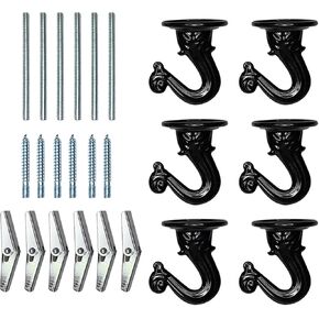 6 مجموعات من خطافات السقف من Xiaokeis، وخطافات تبديل غنيمة مع أجنحة تبديل الأجهزة لتركيب السقف وخطافات معدنية شديدة التحمل لتعليق النباتات والسلة والمظلة (أسود) in Kuwait