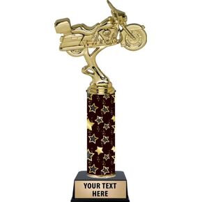 Personalized Black Starlite Motorcycle Trophy, 11" Road Motorcycle Trophy Award, Customize Now Prime