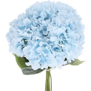 MECCANIXITY Artificial Flowers 20 Bundles, Blue Fake Hydrangea Silk Flowers Artificial Plants with Stems for Garden Spring Wedding Centerpieces Outdoor