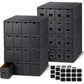 Trading Card Storage Box 19200+ Card Collection with Separate Boxes and Label Stickers Soccer Sports Storage Compatible with Tcg Mtg(8 Sets,Black)