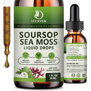 (2 Pack) Soursop with Irish Sea Moss Liquid Drops, Natural Antioxidant, Immune Boost, Cell Support & Regeneration, Soursop Bitters Liquid, Soursop Leaves with Irish Sea Moss Extract - Pineapple Flavor