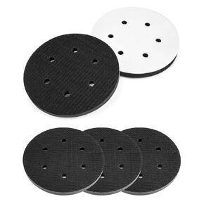 QWORK 6-Inch Hook and Loop Sanding Pad Interface, Durable Sponge Construction, 5 Pack - Compatible with Random Orbital Sanders, Ideal for Metal, Wood, Ceramics, Glass, Automotive, and Marine Polishing