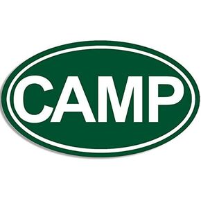 Green Oval Camp Sticker (Camping Camper rv Tent Hike Backpack Park Hike Vinyl Decal (3 x 5 inch)